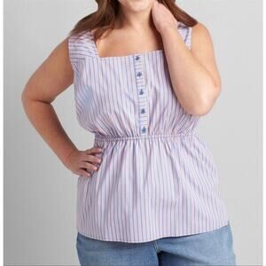 Lane Bryant Multicolor Stripe Peplum Sleeveless Blouse Tank Top Size 14